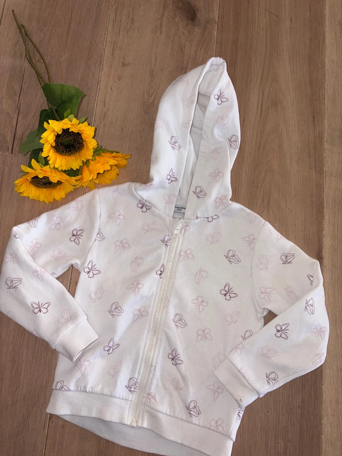 Gilet à zip blanc avec papillons FPC taille 5 ans